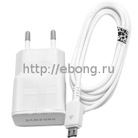 Сетевой адаптер 220V -> Samsung + кабель microUSB белый