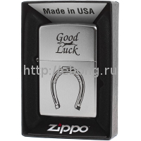 Зажигалка Zippo 205 Horse Shoe Satin Chrome Бензиновая