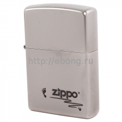 Зажигалка Zippo 205 Footprints Satin Chrome Бензиновая
